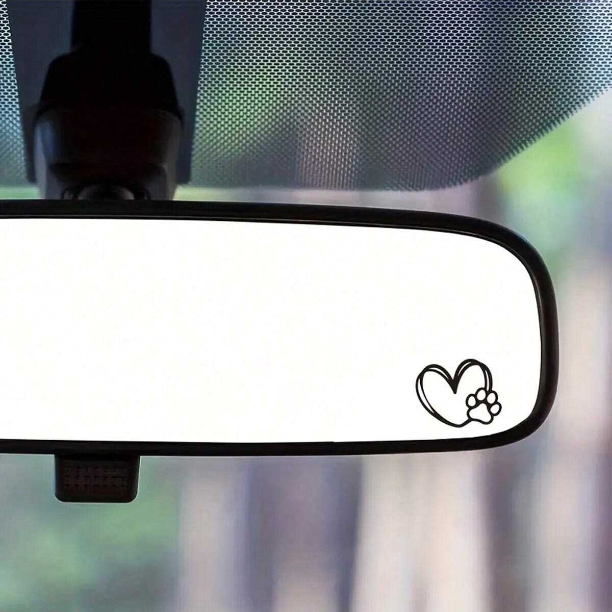 Laptop Accessories Diy - Heart Paw Print Vinyl Rearview Mirror