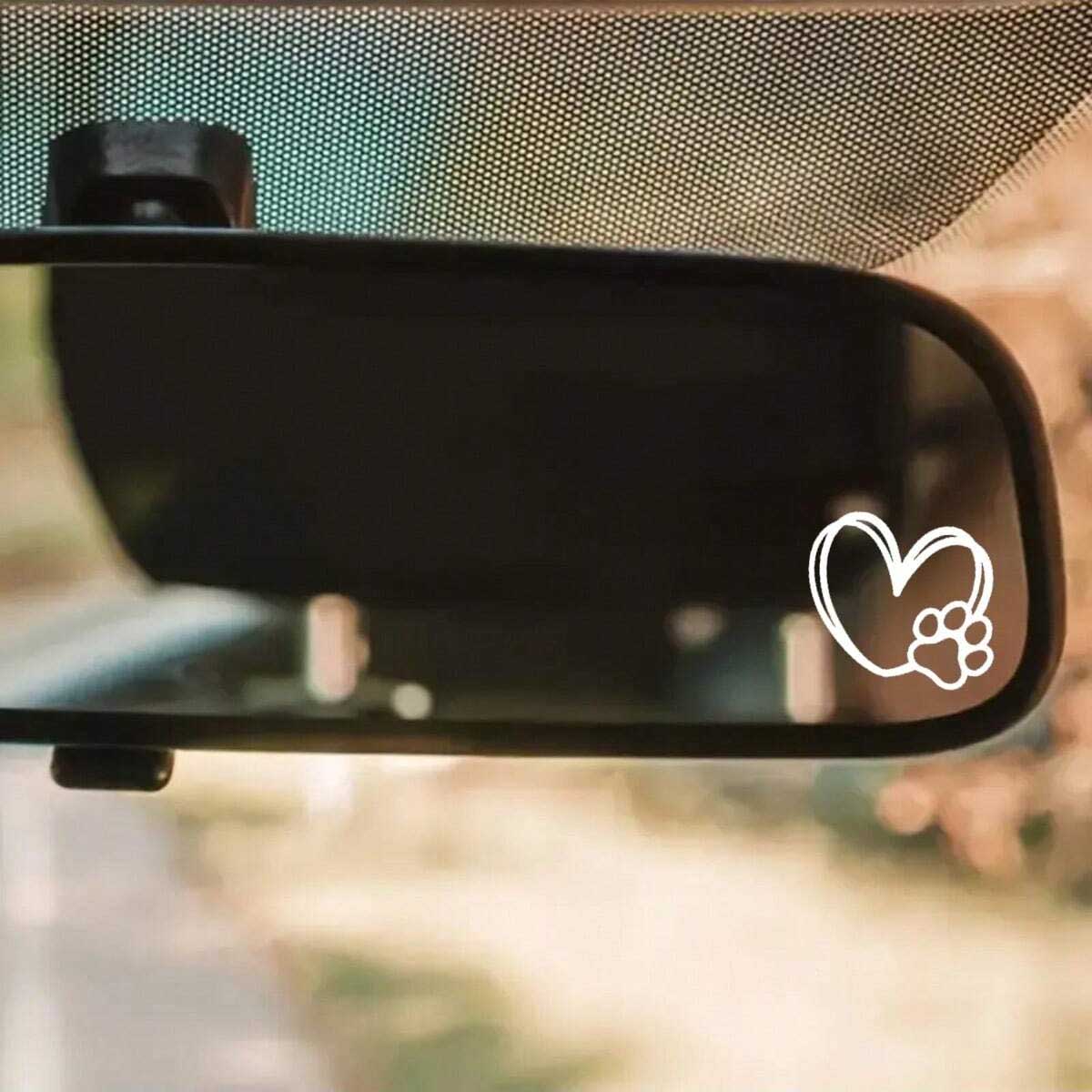Heart Paw Print Vinyl Rearview - đánh giá và giá Laptop Accessories Diy