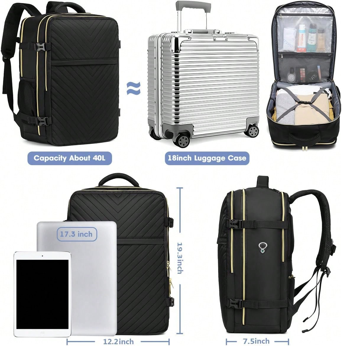 Large Carry On Travel Backpack - đánh giá và giá Laptop Bag Waterproof